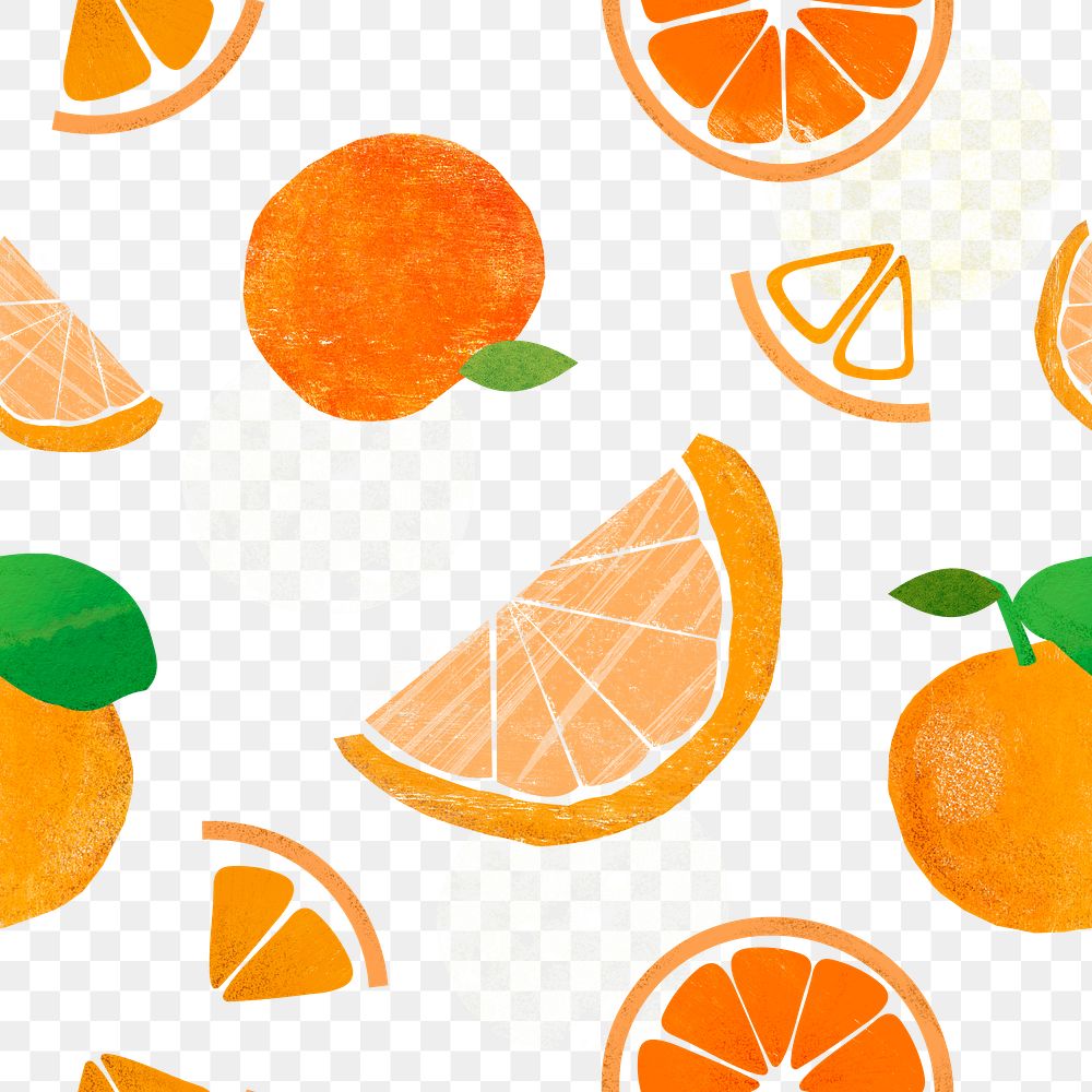 Orange fruit png pattern, transparent background, cute design