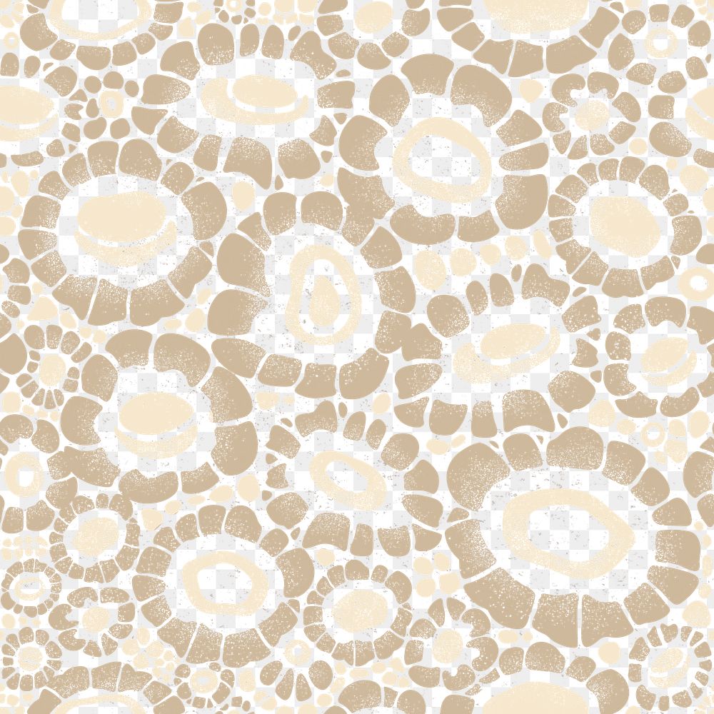 African flower png pattern, transparent background, earth tone design