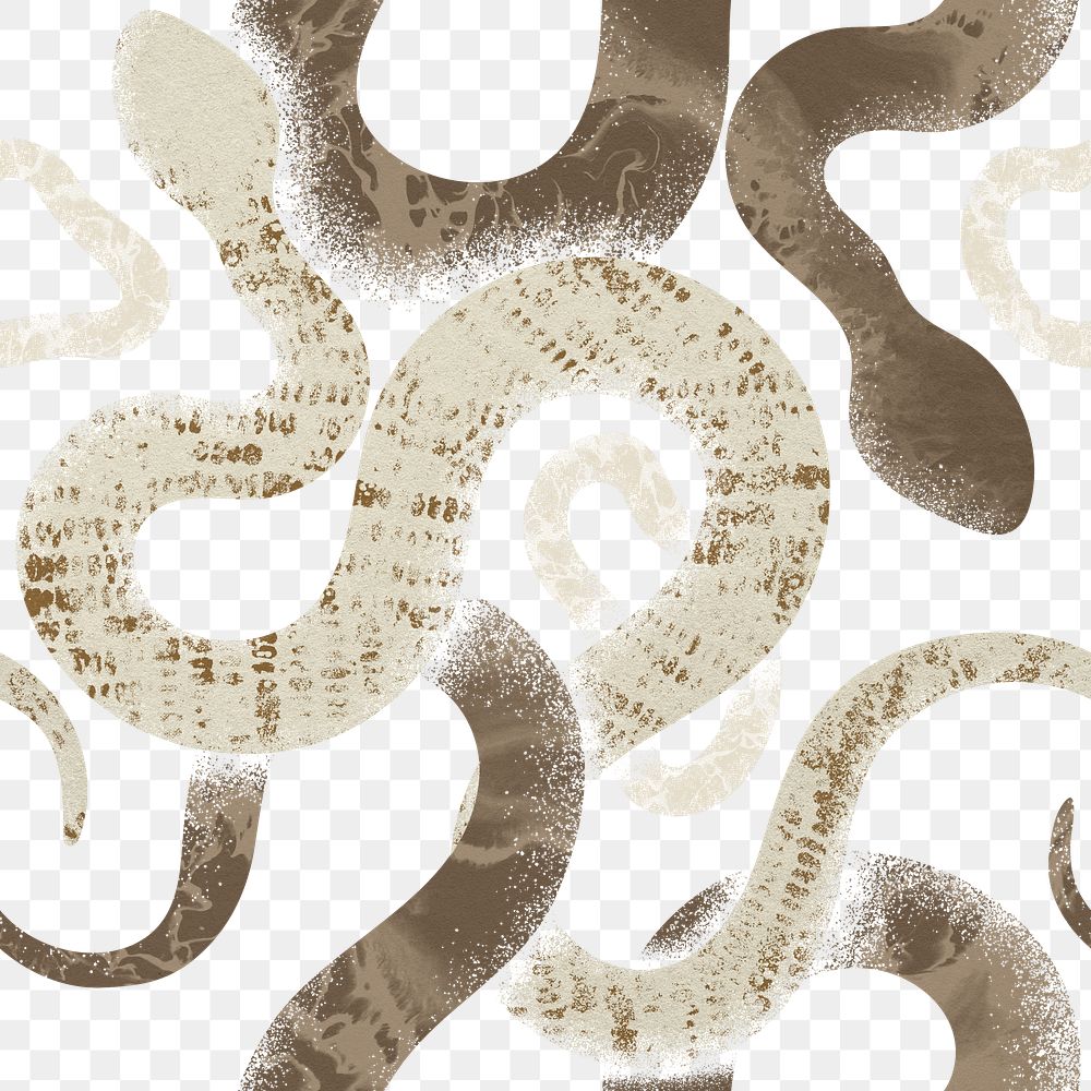 Earthy snake png pattern, transparent background, brown aesthetic
