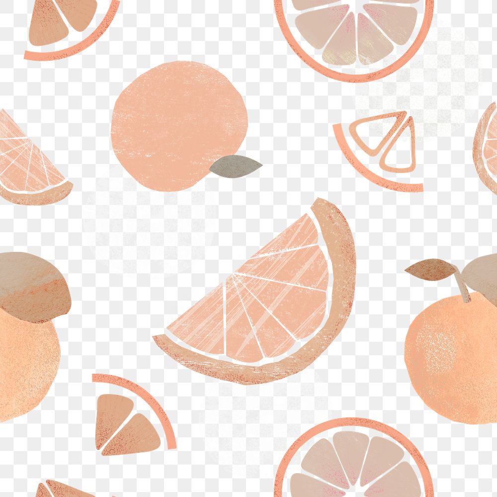 Pastel grapefruit png pattern, transparent background, fruit with texture