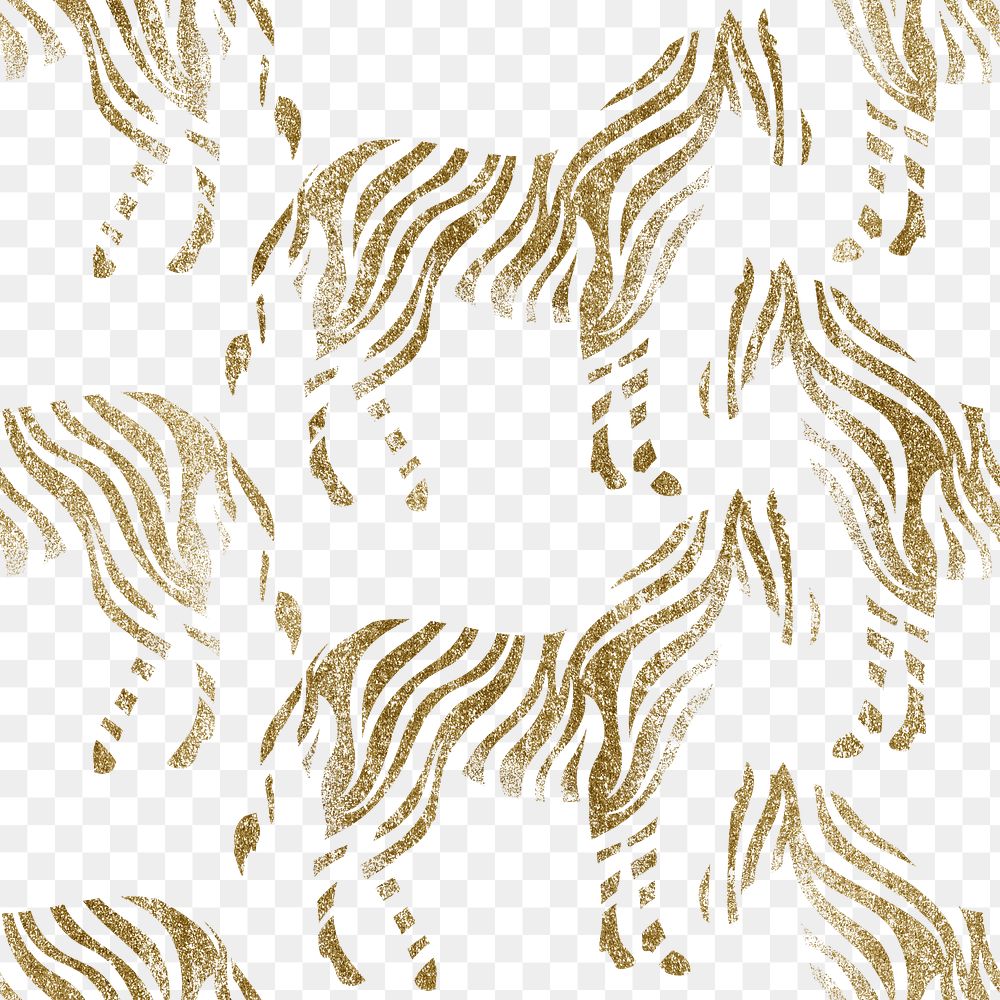 Zebra png pattern, transparent background, gold animal print