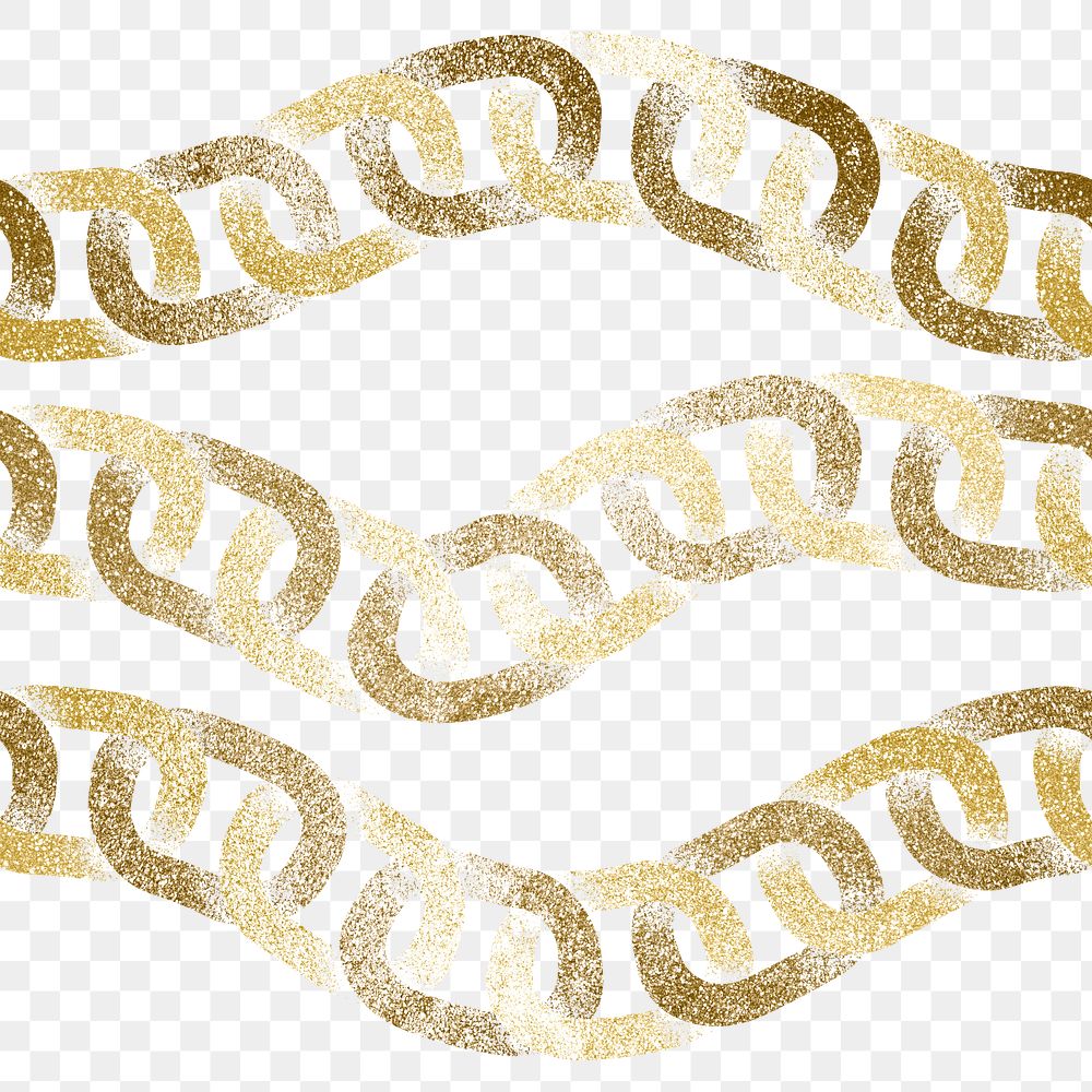 Gold chain png pattern, transparent background, glitter abstract design