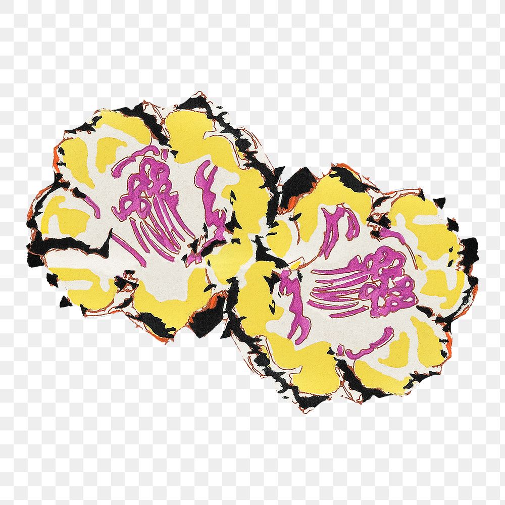 Yellow flower png sticker, vintage botanical