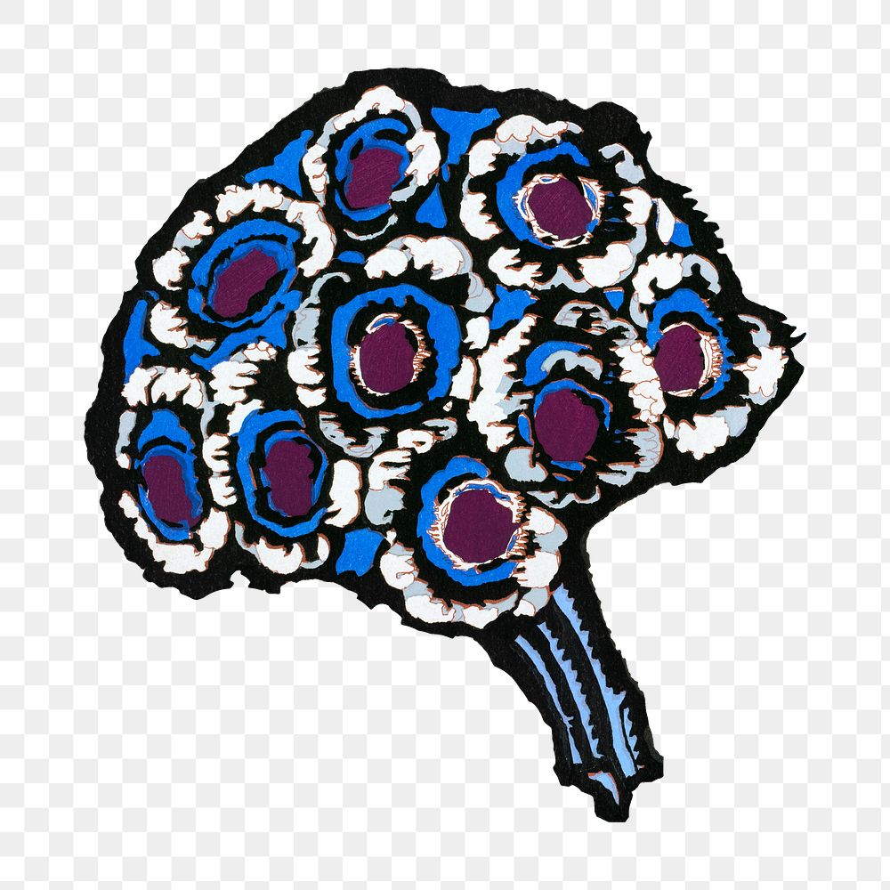 Blue flower bouquet png sticker, vintage illustration