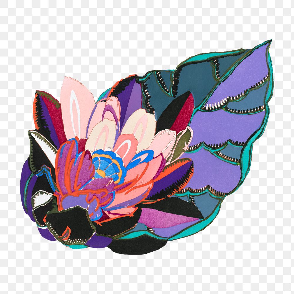 Flower motif png sticker, aesthetic botanical