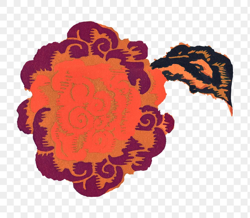 Orange flower png sticker, aesthetic botanical