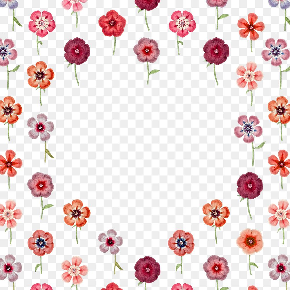 Vintage floral png frame, transparent background, remix from the artworks of Pierre Joseph Redout&eacute;