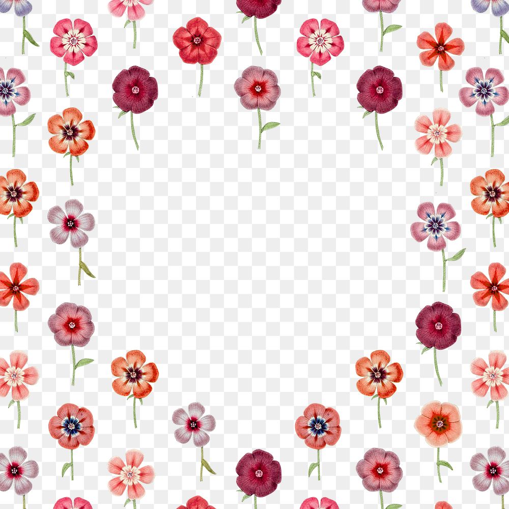 Vintage floral png frame, transparent background, remix from the artworks of Pierre Joseph Redouté