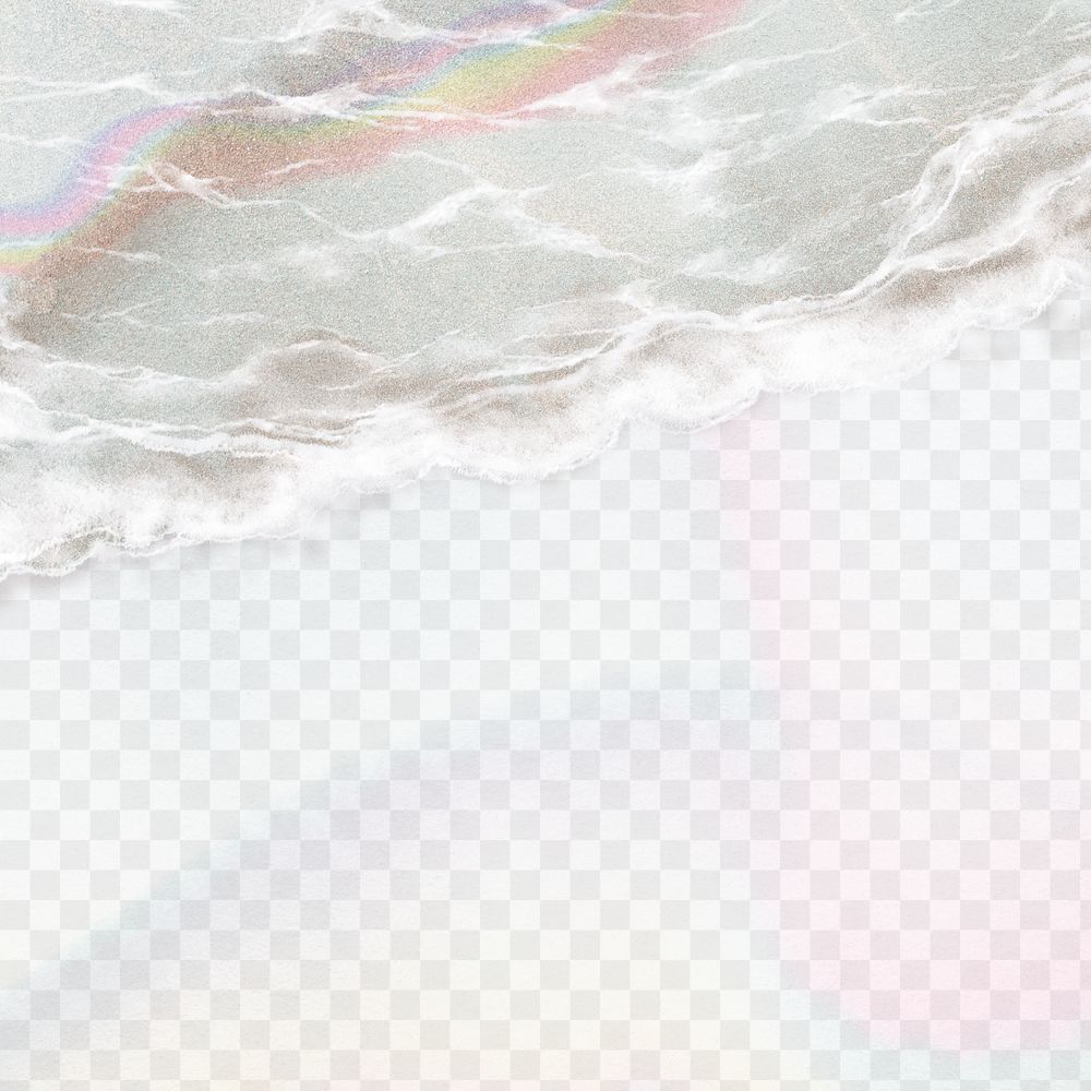 Beach png border, ocean wave design, transparent background 