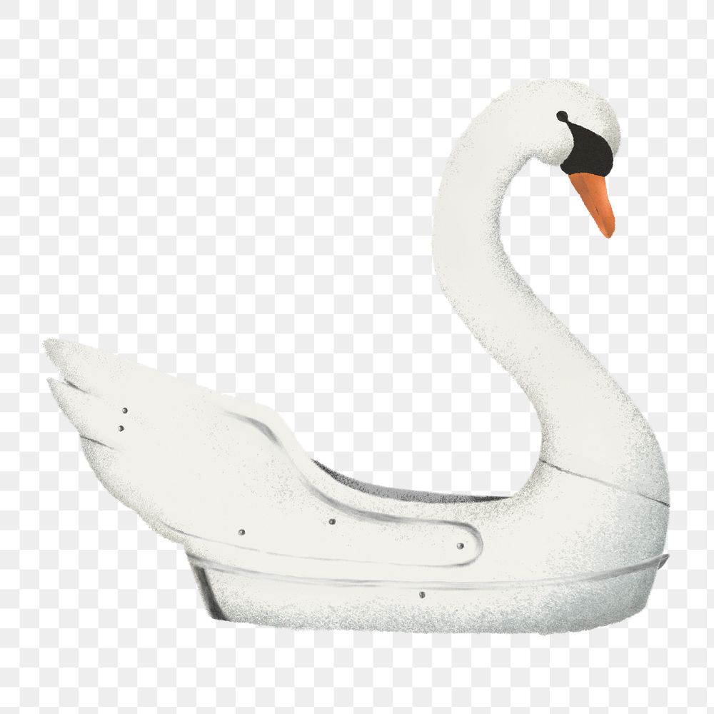 Swan paddle boat png sticker, simple illustration, transparent background 