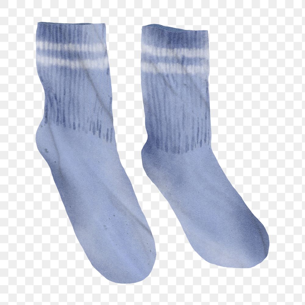 Blue socks png sticker, cute illustration design, transparent background