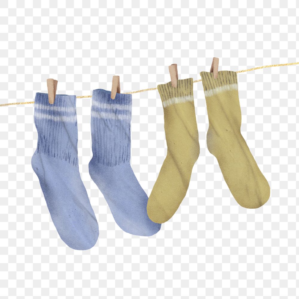 Hanging socks png clipart, cute illustration design, transparent background