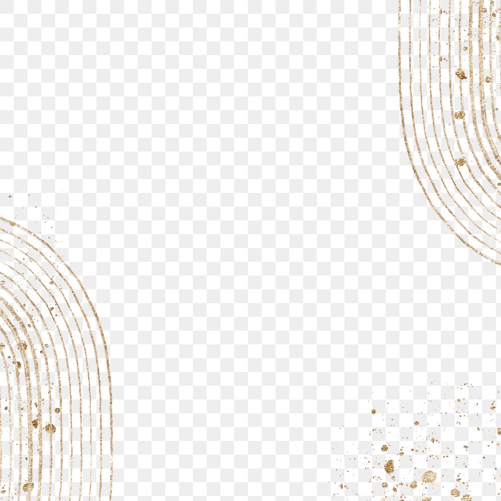Gold texture line png border frame, glitter collage element design on transparent background