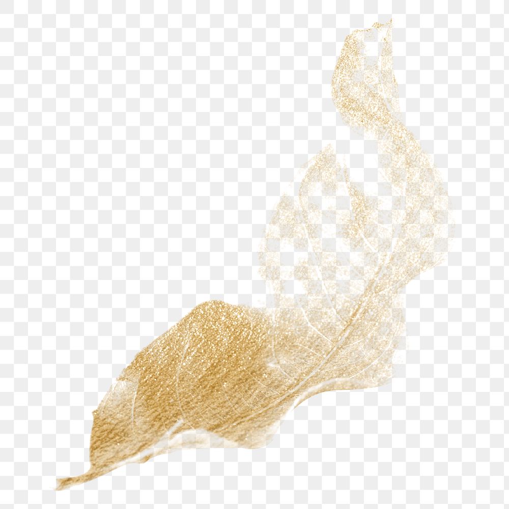 Gold leaf png clipart, simple painting design for digital planner, transparent background