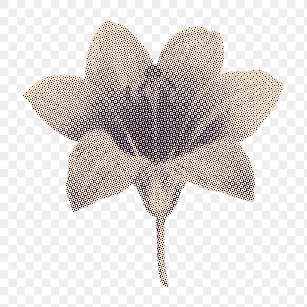 Retro flower png sticker, floral cartoon design in beige halftone aesthetic