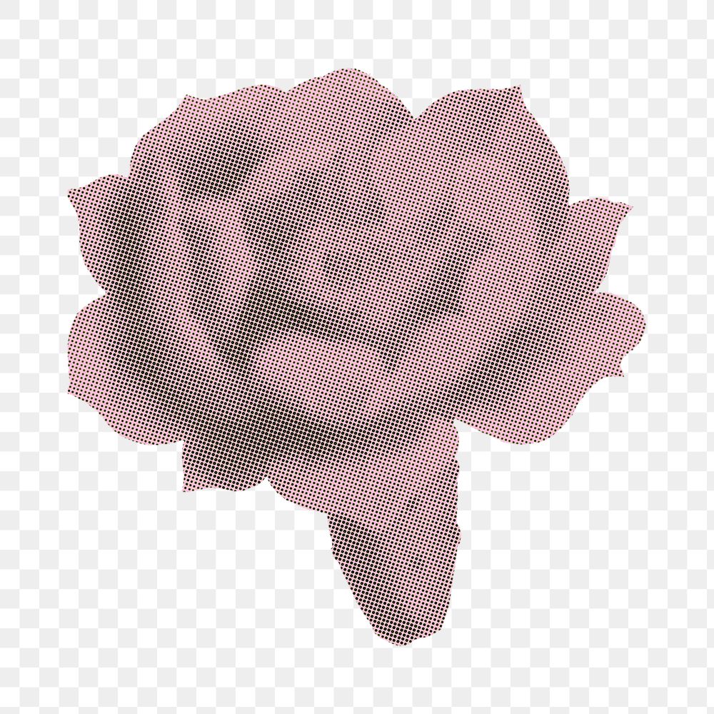 Cactus flower png sticker, retro pink halftone design in comic aesthetic