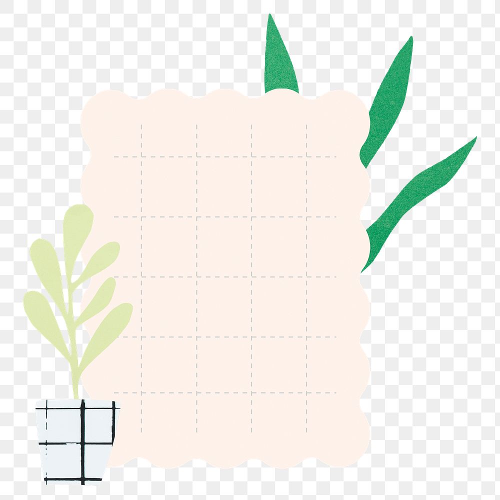 Grid paper png clipart, simple botanical element for your notebook, transparent background