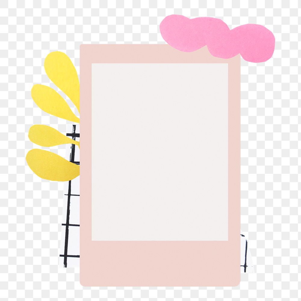 Instant photo frame png sticker, cute paper craft design to decorate your notebook, transparent background