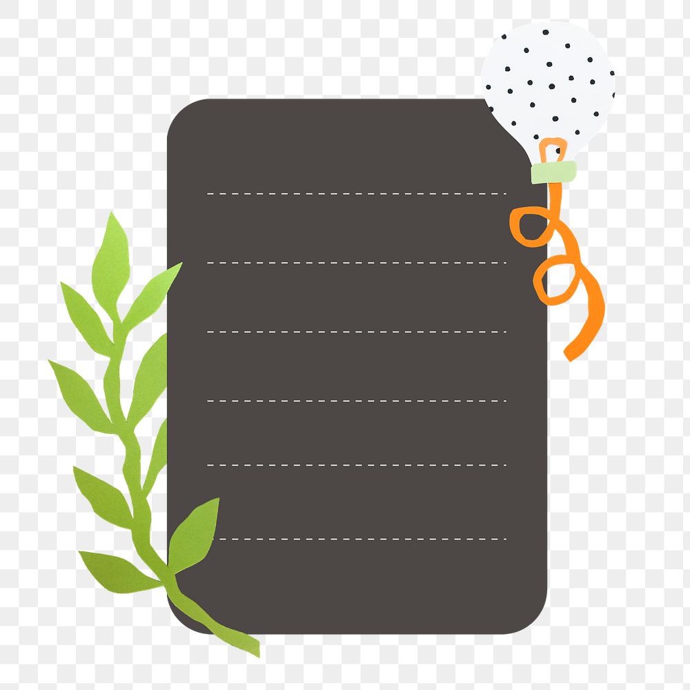 Memo pad png, botanical collage element for diary, transparent background