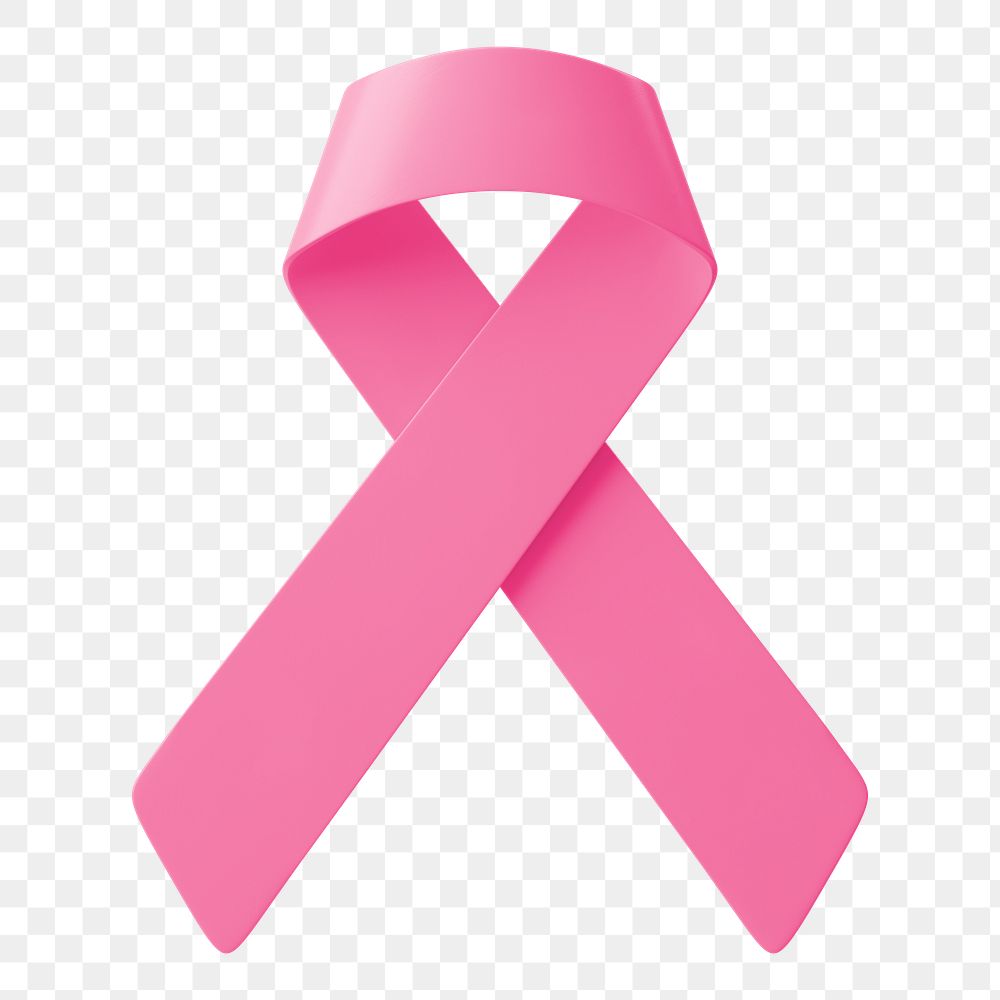 3D pink ribbon png clipart, breast cancer awareness on transparent background