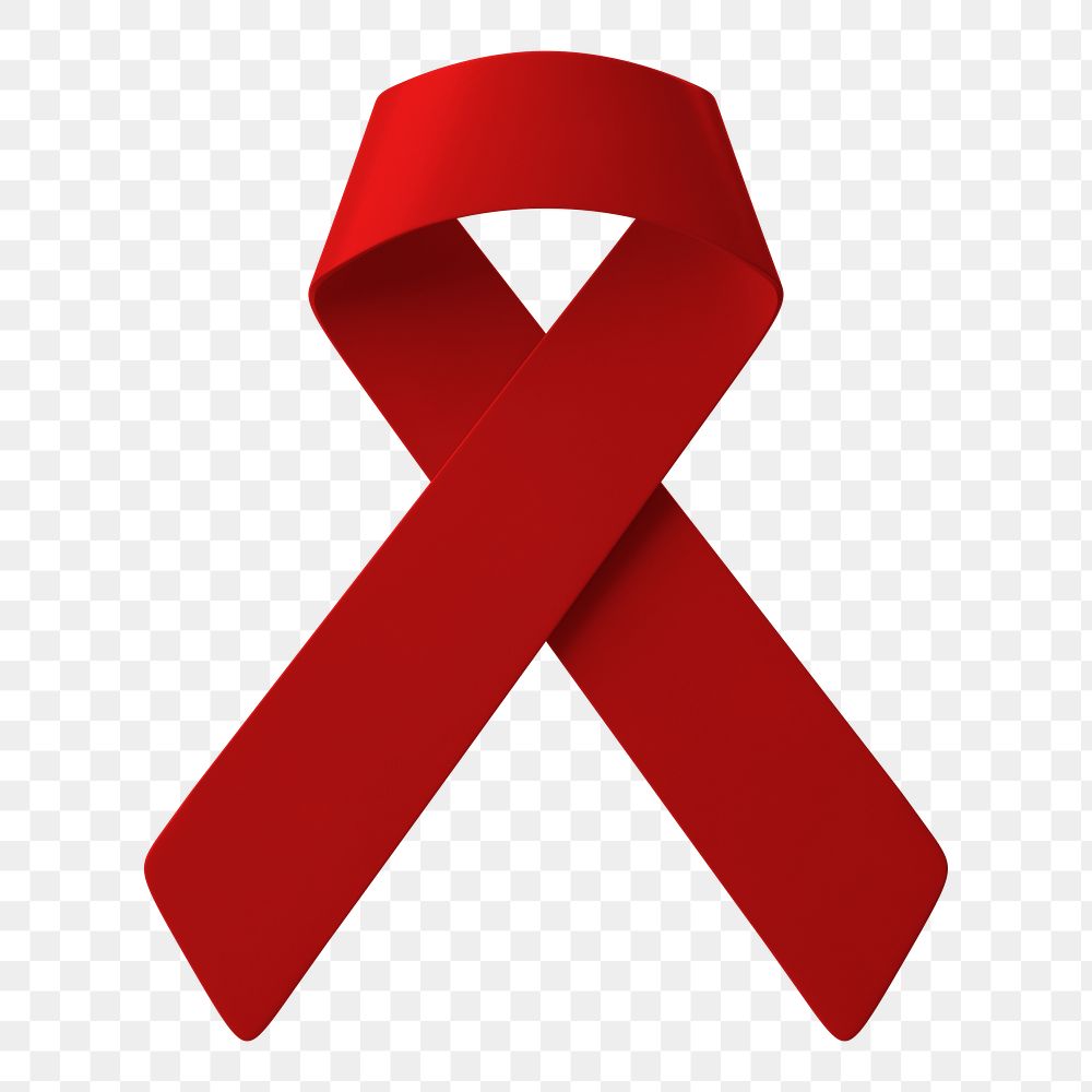 3D red ribbon png clipart, HIV awareness on transparent background