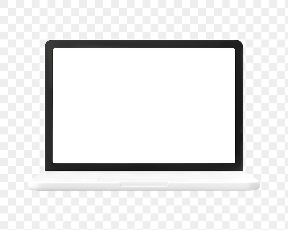 3D laptop png clipart, white screen on transparent background