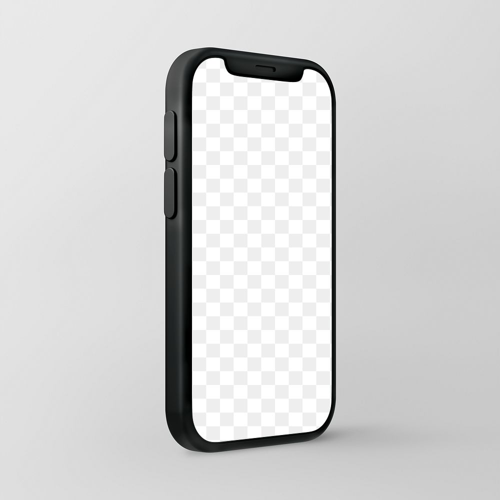Smartphone screen png mockup, 3D rendering, transparent design