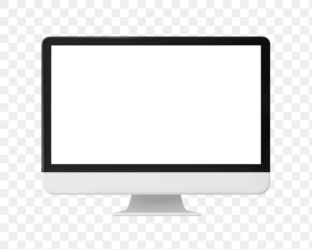 3D computer png clipart, white screen with design space