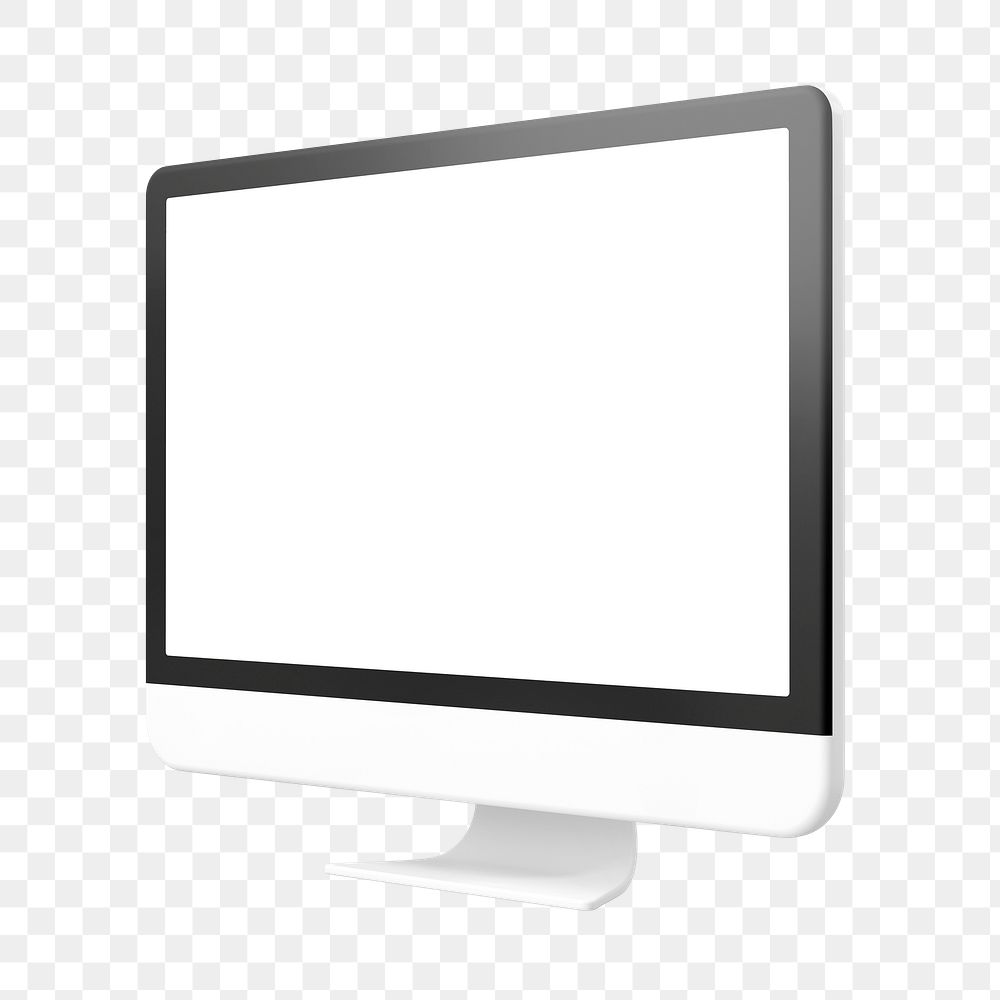 3D computer png clipart, white screen with design space