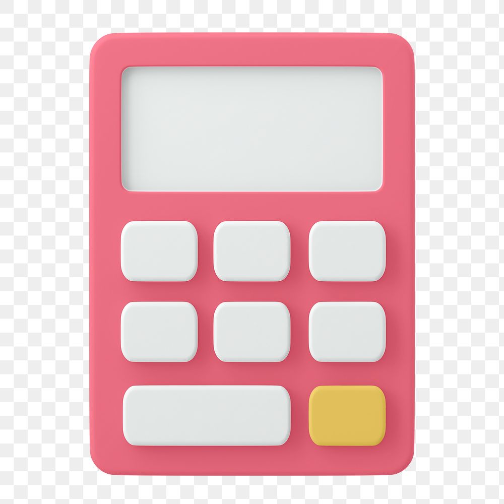 Pink calculator png clipart, 3D mathematics symbol on transparent background