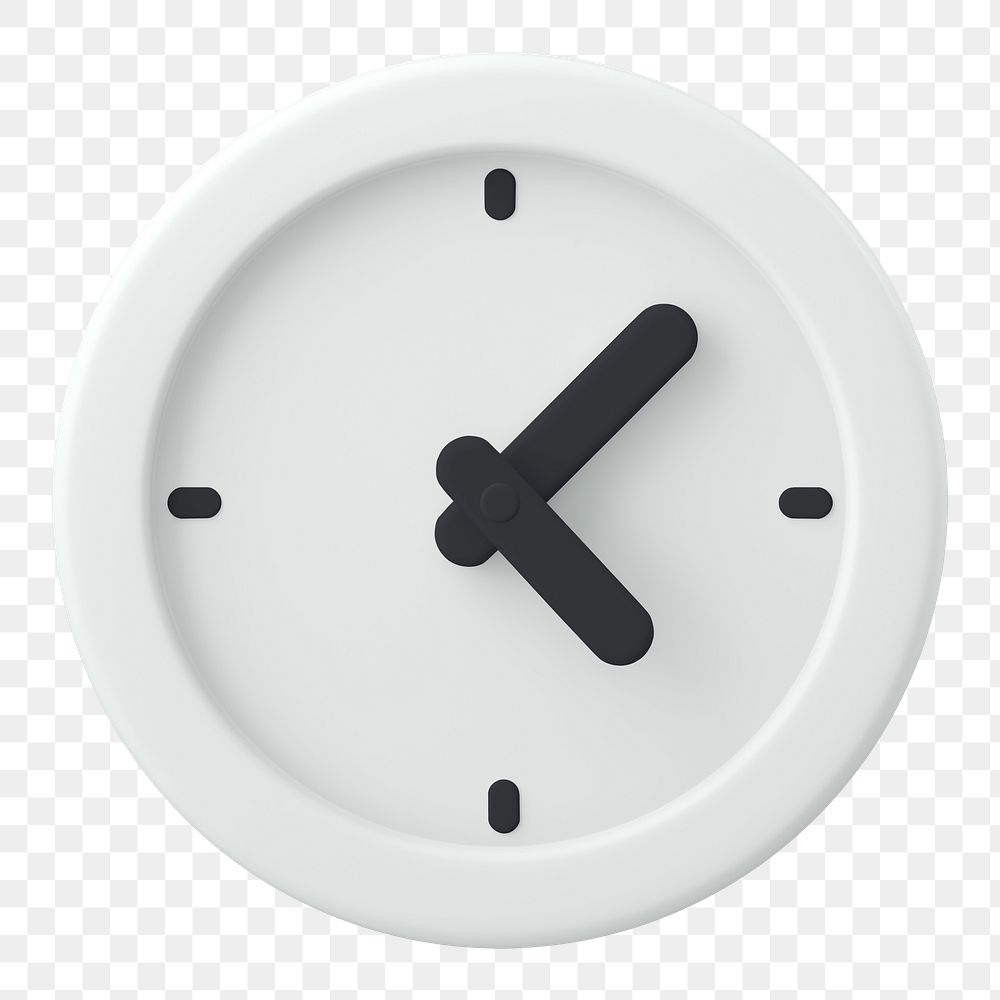 White clock png clipart, 3D punctuality symbol on transparent background