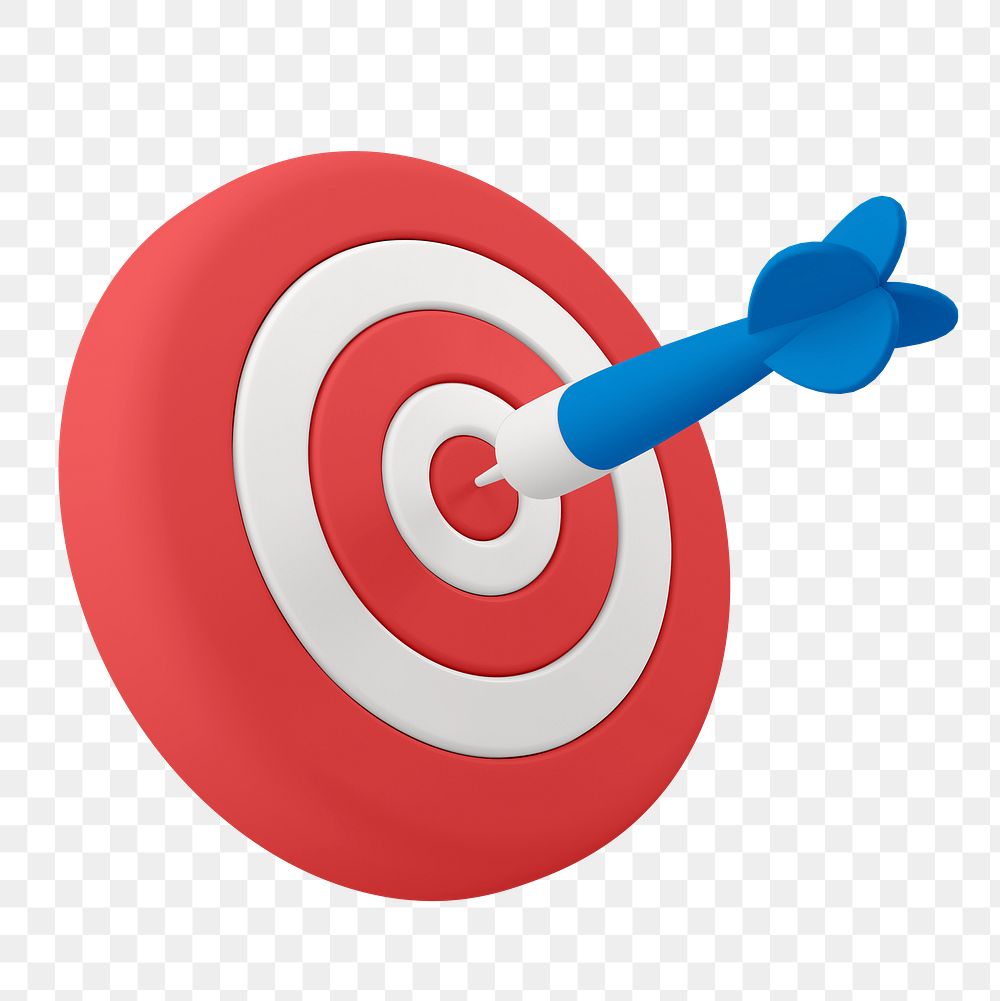 3D bullseye png sticker, business accomplishment graphic on transparent background