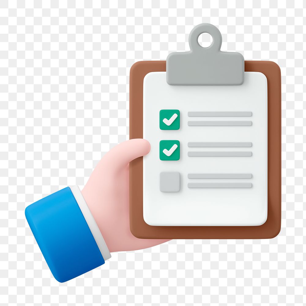 3D checklist  png clipart, business evaluation illustration on transparent background