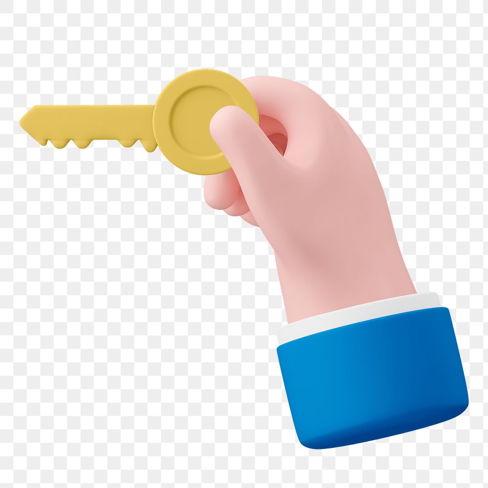Hand png holding key clipart, real estate agent on transparent background