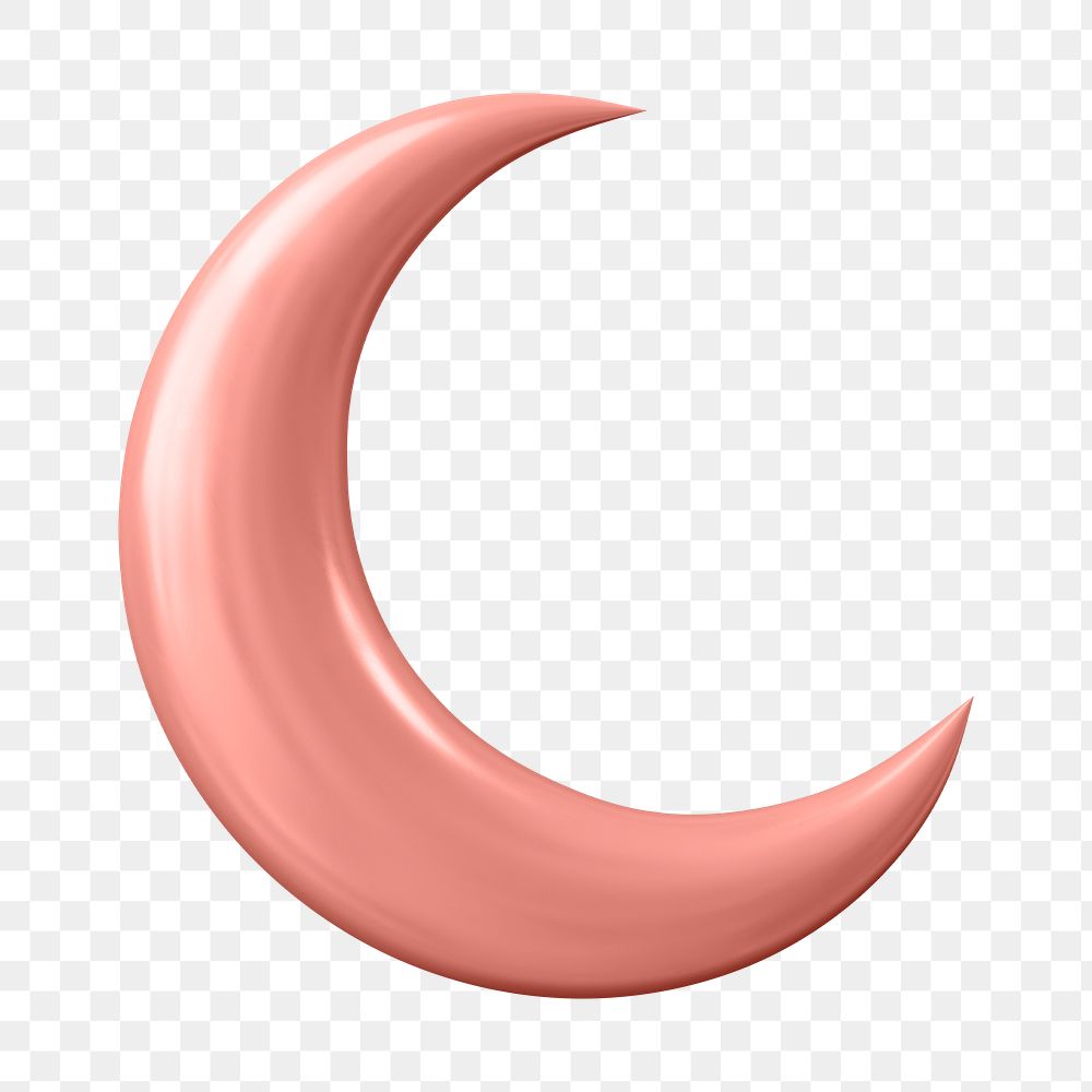Pink crescent moon png sticker, 3D illustration on transparent background