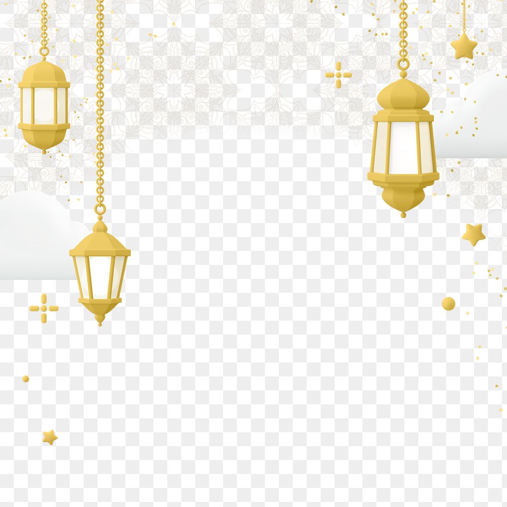 Hanging lanterns png, transparent background, border graphic