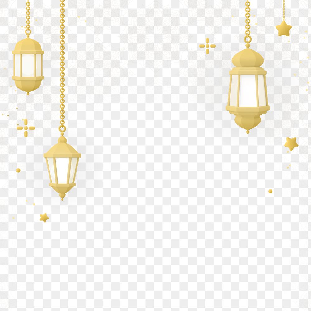 Hanging lanterns png border, transparent background