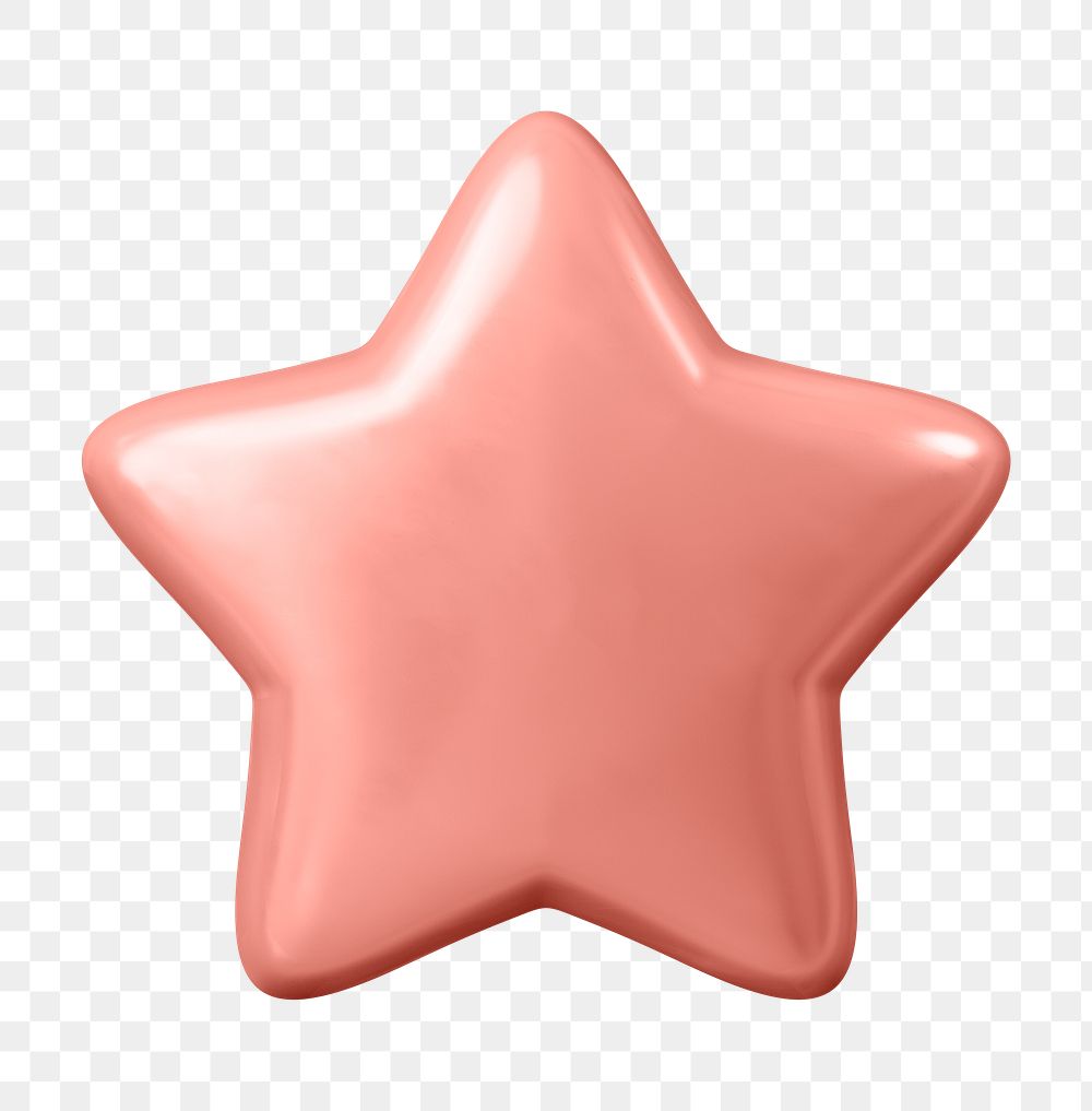 Metallic star  png shape sticker, 3D cute illustration on transparent background