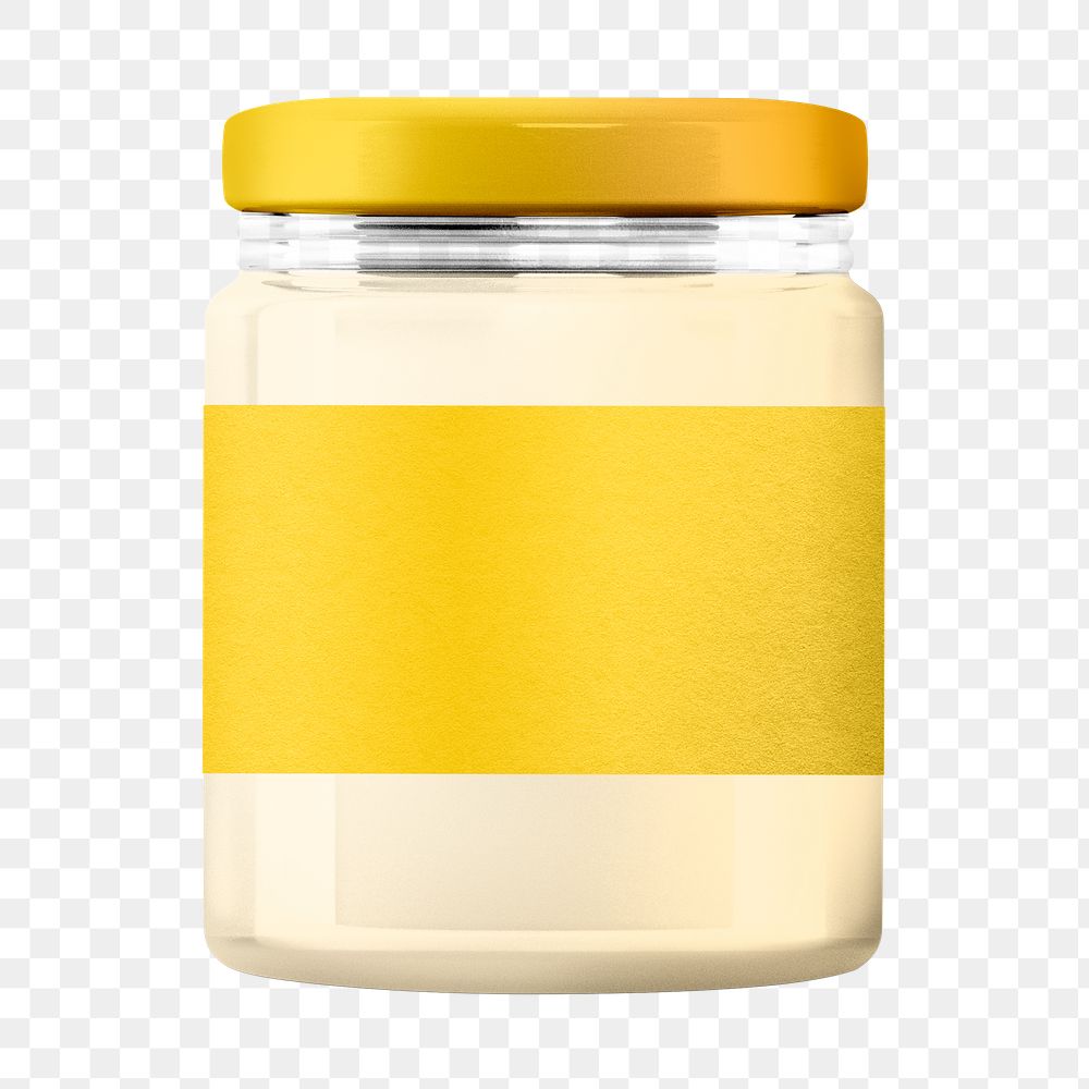 Spread jar png, food packaging with blank label on transparent background