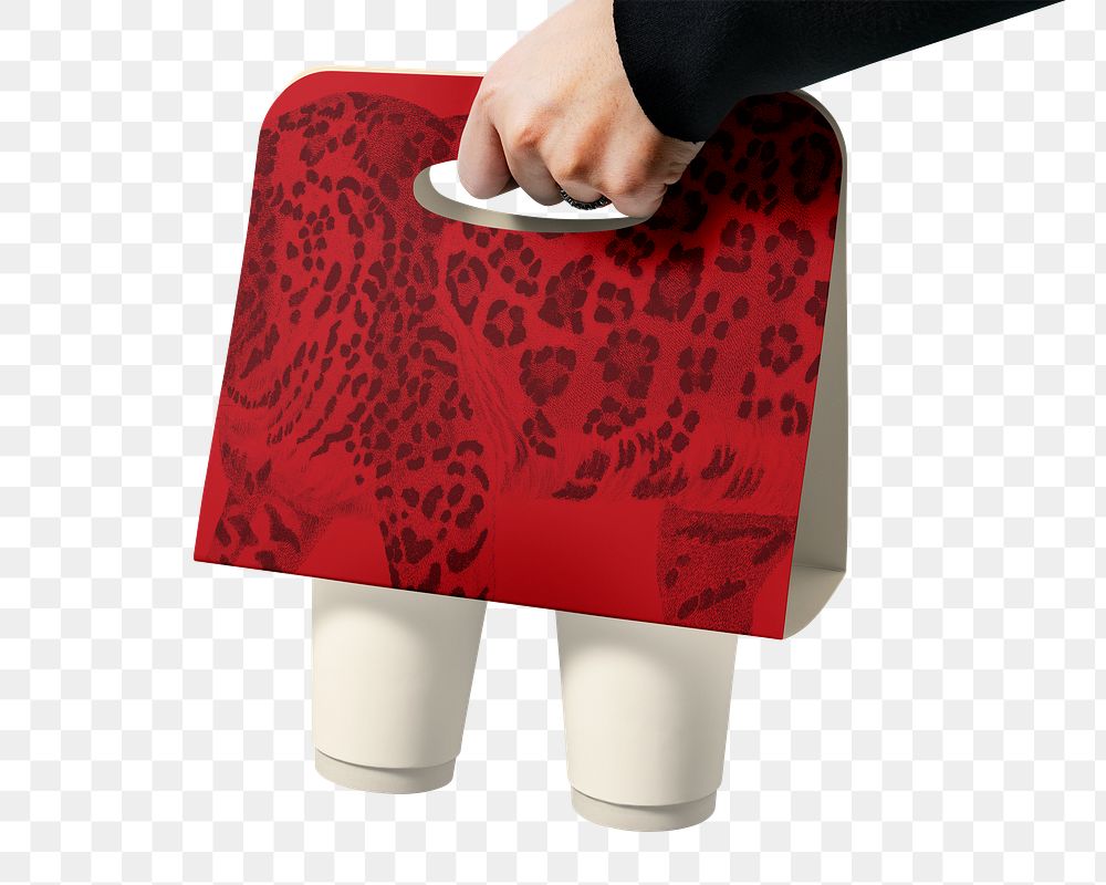 Cup holder png, takeaway packaging in Chinese New Year design