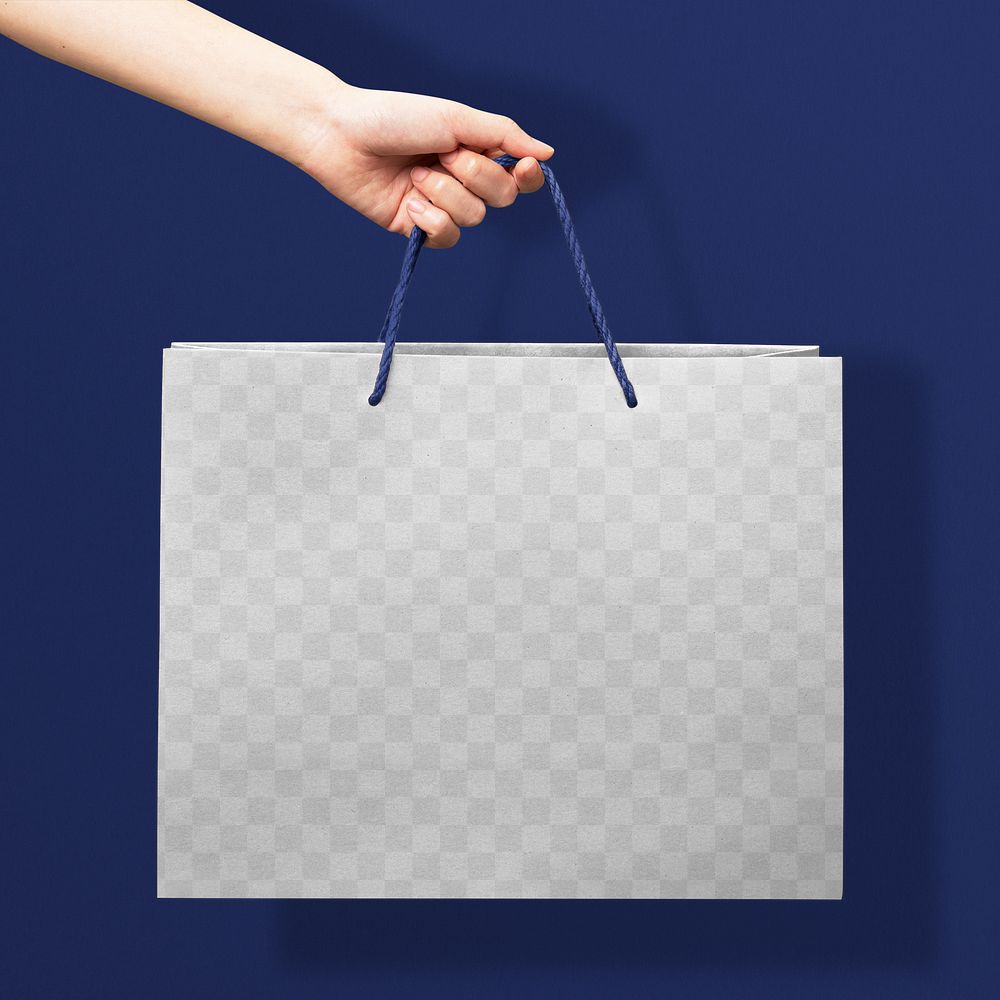 Shopping bag png mockup, paper reusable transparent design