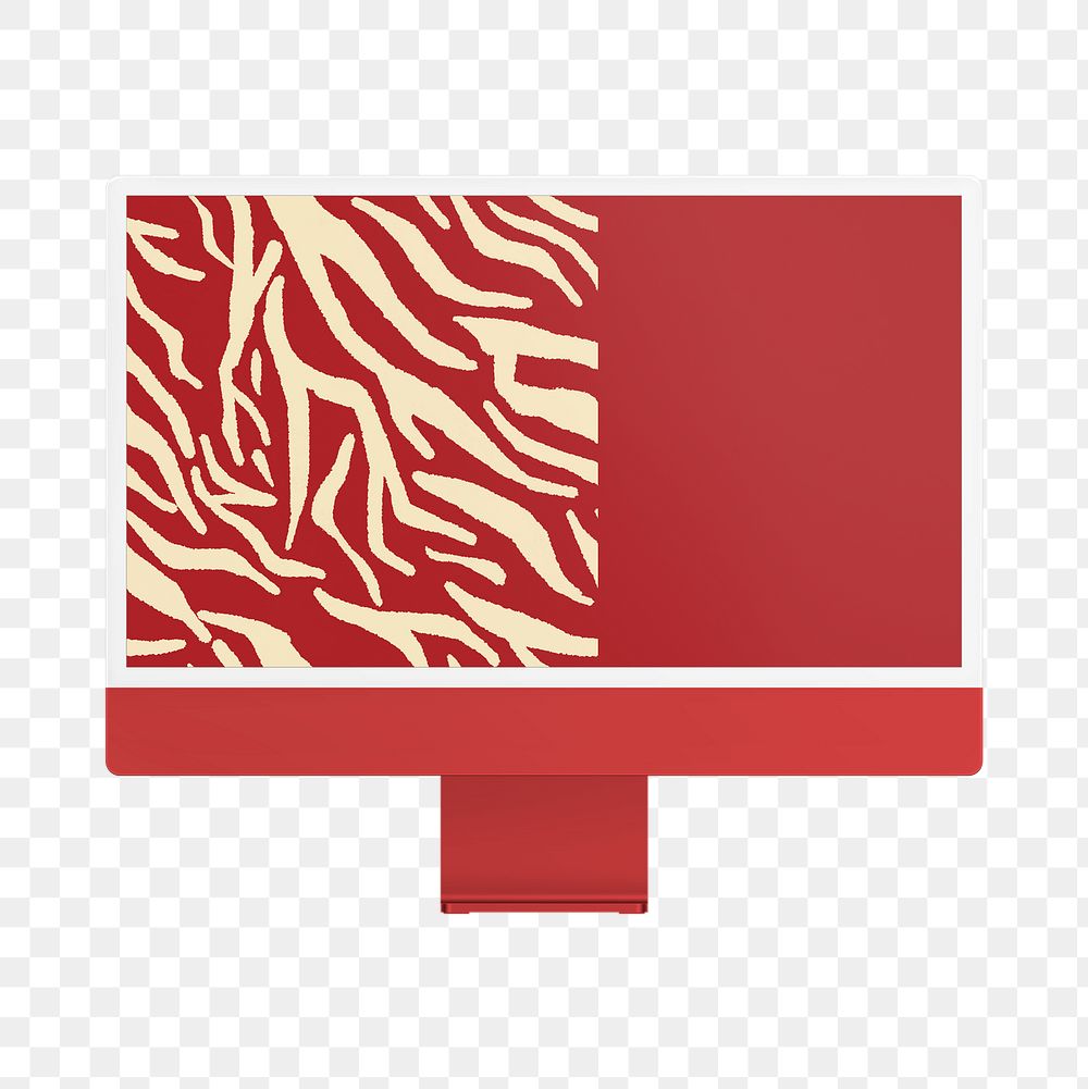 Red computer png screen, Chinese New Year aesthetic