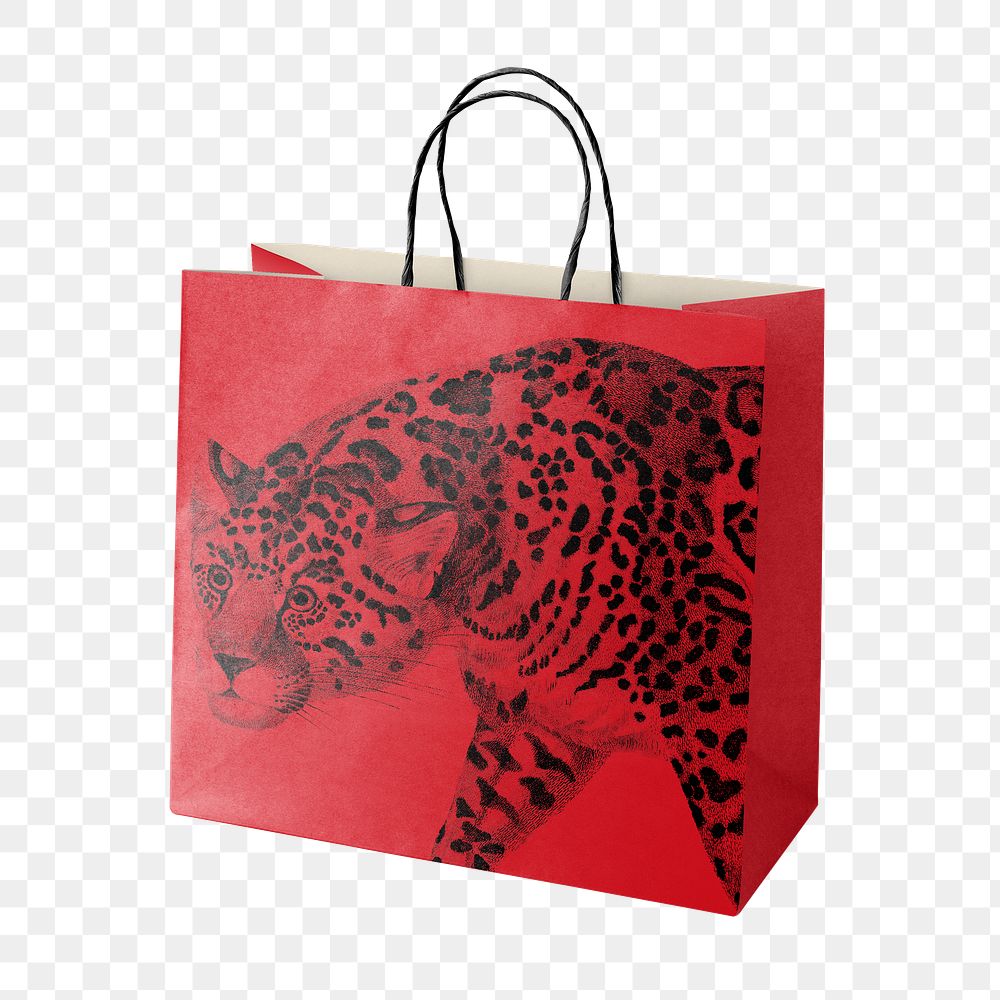 Tiger shopping bag png, reusable product on transparent background