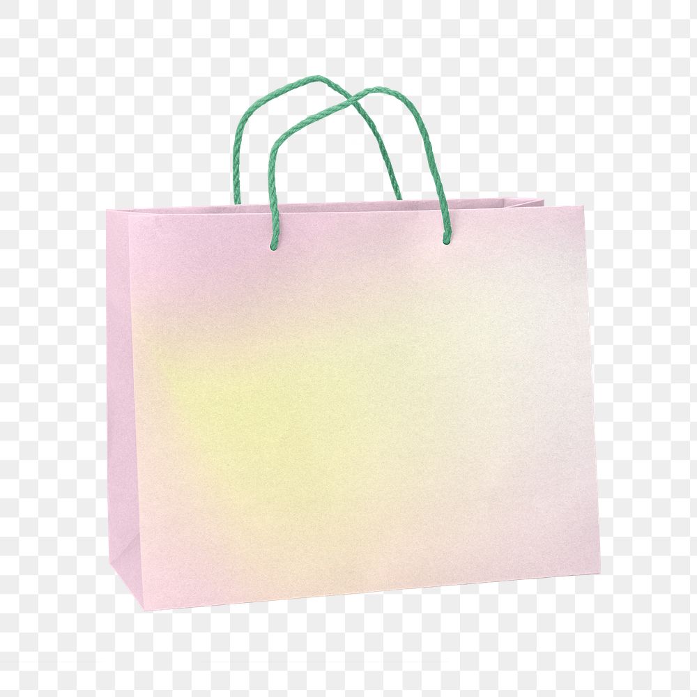 Shopping bag png mockup, gradient aesthetic packaging