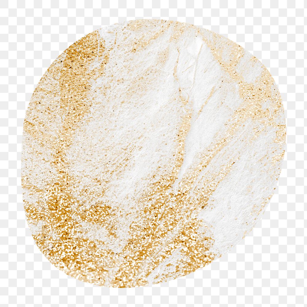 Gold png marble sticker, sparkle blob shape, transparent background
