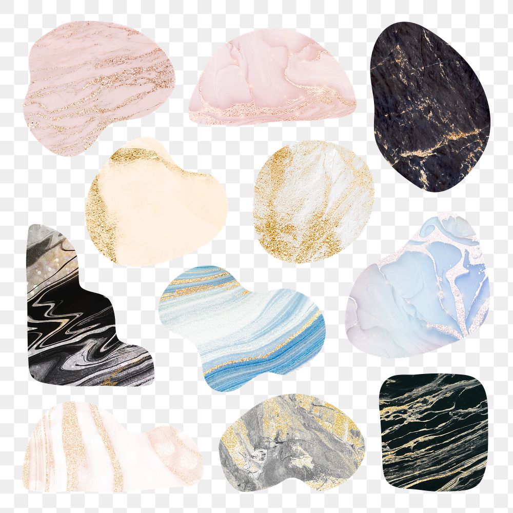 PNG marble texture badge sticker set