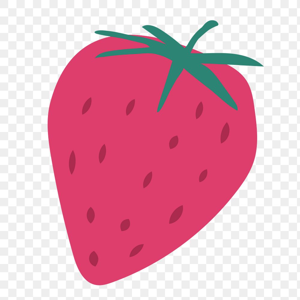 Strawberry png collage element, flat design in transparent background