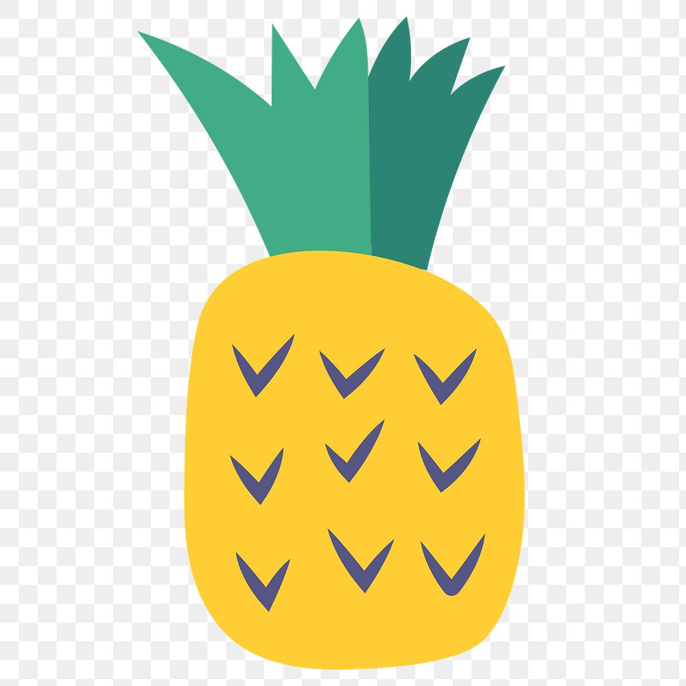 Png pineapple sticker, cute collage element in transparent background