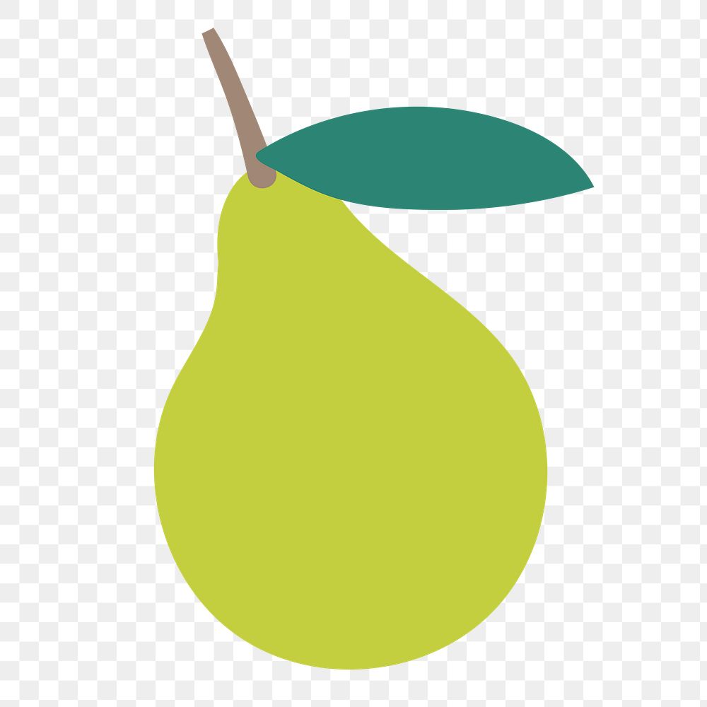 Png green pear sticker, cute collage element in transparent background