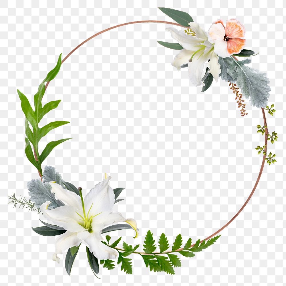 Png floral frame sticker, botanical design in transparent background